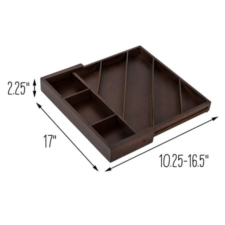 Honey-Can-Do - Expandable Diagonal Bamboo Drawer Organizer with Adjustable Dividers - Walnut