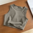 thumbnail image 5 of MGDXOX Women's Basic Round Neck Crop Tank Top Form Fitting Sleeveless Blouse Casual Cropped Layering Top for Everyday Wear Beige XXL, 5 of 8