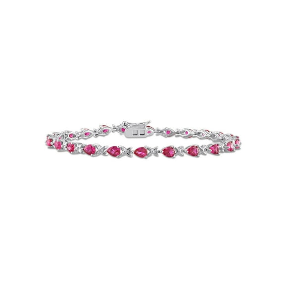 5.28 Carat (Ctw) Lab-Created Ruby X-Link Bracelet in Sterling Silver (7 inches) for Women
