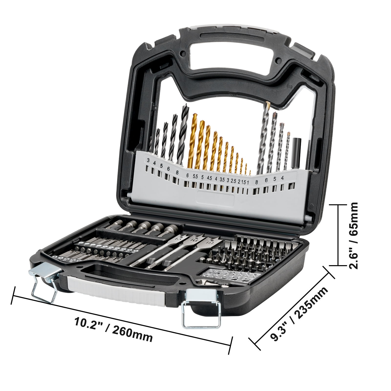 VEVOR Drill Bit Set, 101 Pieces Drill and Driver Bit Set, Screwdriver Bit Set Suitable for Wood Metal Cement Drilling and Screw Driving, Drill Bit Sets Combo Kit Assorted in Organized Carrying Case