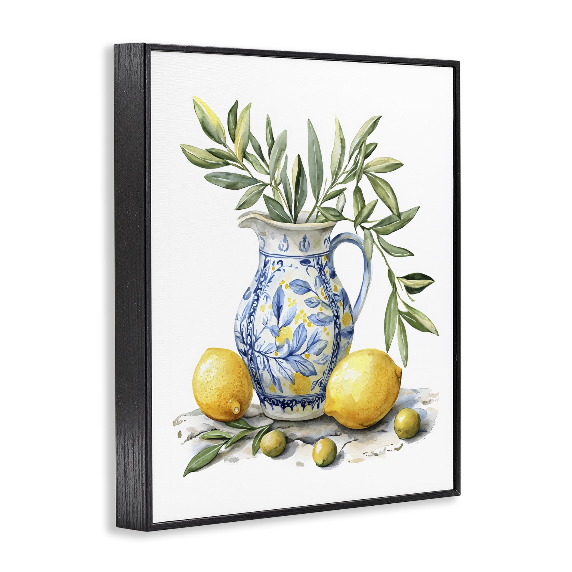 Stupell Industries Lemon & Olive Branch Still Life Black Framed Giclee Art, design by LSR Design Studio