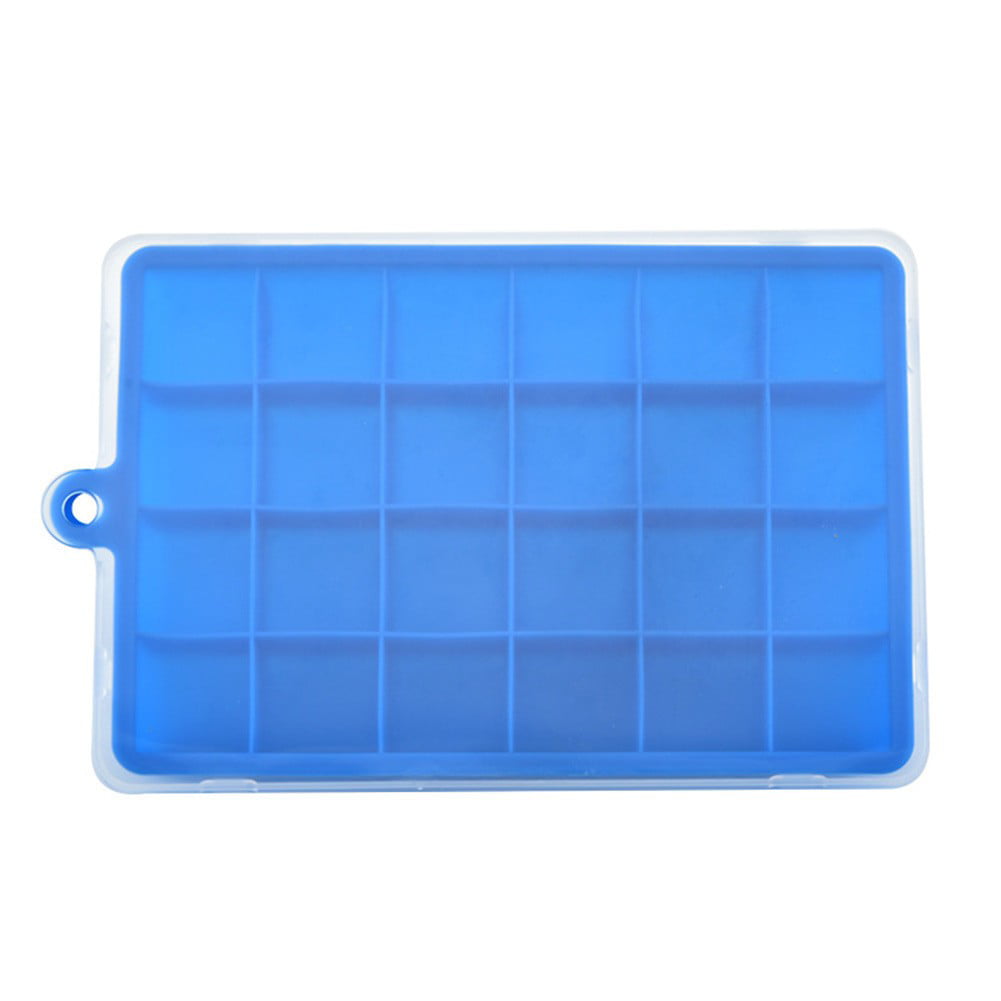 24 Grid Silicone Ice Cube Mould Square Mold DIY Maker With Lid Ice Tray Box 