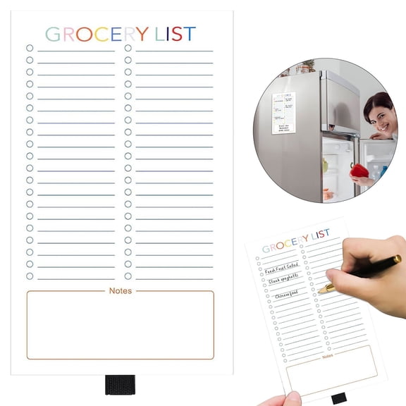 ZOURIH Grocery List Magnet Pad for Fridge,1 Pack Magnetic Notepads for Refrigerator,Magnetic Grocery List Pad for Fridge,Full Magnet Back Shopping Lists,60 Sheets Per Note Pads,GROCERY LIST-White
