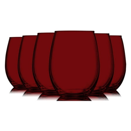 Riedel Pink Wine Glasses Red Full Accent Stemless 21 oz Wine Glasses - Set of 6 by TableTop King - Additional Vibrant Colors Available ()