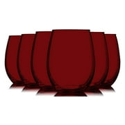 TableTop King 21 oz Wine Glasses, Stemless Style, Full Accent, Red, Set of 6