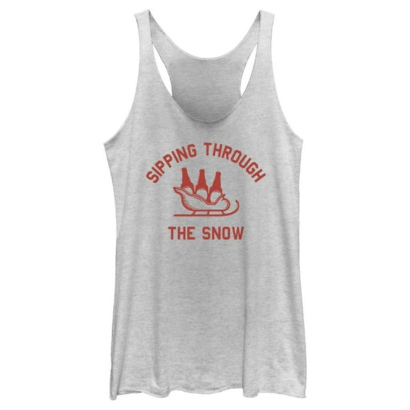 Women's Lost Gods Sipping Through the Snow Racerback Tank Top White Heather X Small