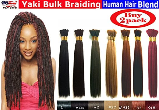 Yaki Bulk Braiding Hair, Human Hair Blend, Braids Hair Extensions for Twists, Hot Selling, Length 18 Yaki Bulk Braiding Hair, Human Hair Blend, Braids Hair Extensions for Twists, Hot Selling, Length 18