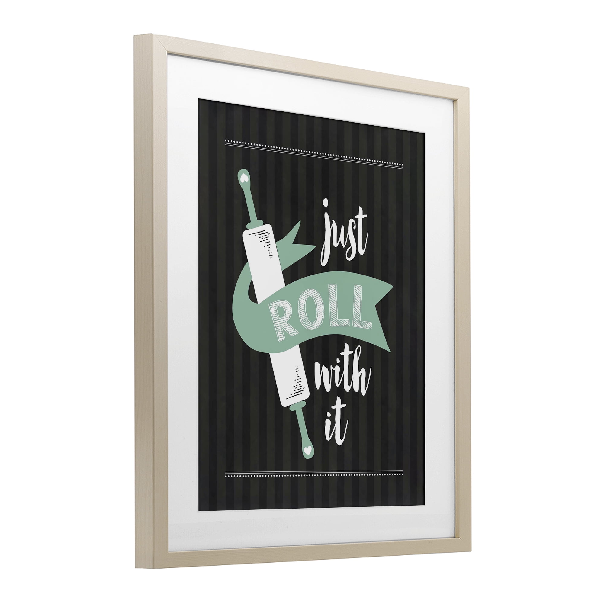 Roll With It Black & Green Birch Framed Print Under Glass, design by Lettered and Lined