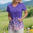 thumbnail image 2 of COMVALUE Womens Heart Printed Animals Nurse Uniforms 2026 Scrub Tops for Women Short Sleeve V Neck Scrub Shirt with Pockets (Purple, XL), 2 of 9