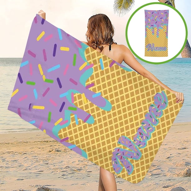 Toallas de playa rectangulares de helado, de gran tamaño, súper suaves, de secado rápido, para viajes, baño, natación, camping, actividades al aire libre y deportes, de fibra superfina.