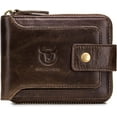 thumbnail image 1 of BULLCAPTAIN Men Zipper Around Wallet Genuine Leather RFID Blocking Bifold Large Capacity Coin Purse with ID Window (Black), 1 of 6