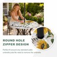 thumbnail image 4 of Round Outdoor Tablecloth with Umbrella Hole and Zipper, Yellow Sunflowers Tablecloth with Elastic Waterproof, Summer Botanical Country Wood Grain Patio Table Covers for 31" - 35" Picnic Pool Tables, 4 of 9