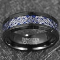 thumbnail image 3 of 8mm Men's Black and Blue Tungsten Ring Heart Shape Celtic Knot Wedding Band Size 7-12, 3 of 5