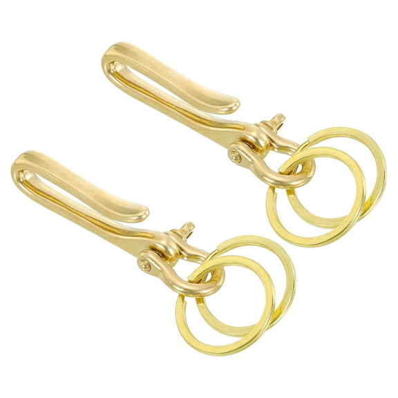 Uxcell U Shape Hook Keychain, 2 Pack 2.4" Solid Brass U Key Loop Hook Belt Clip Hooks