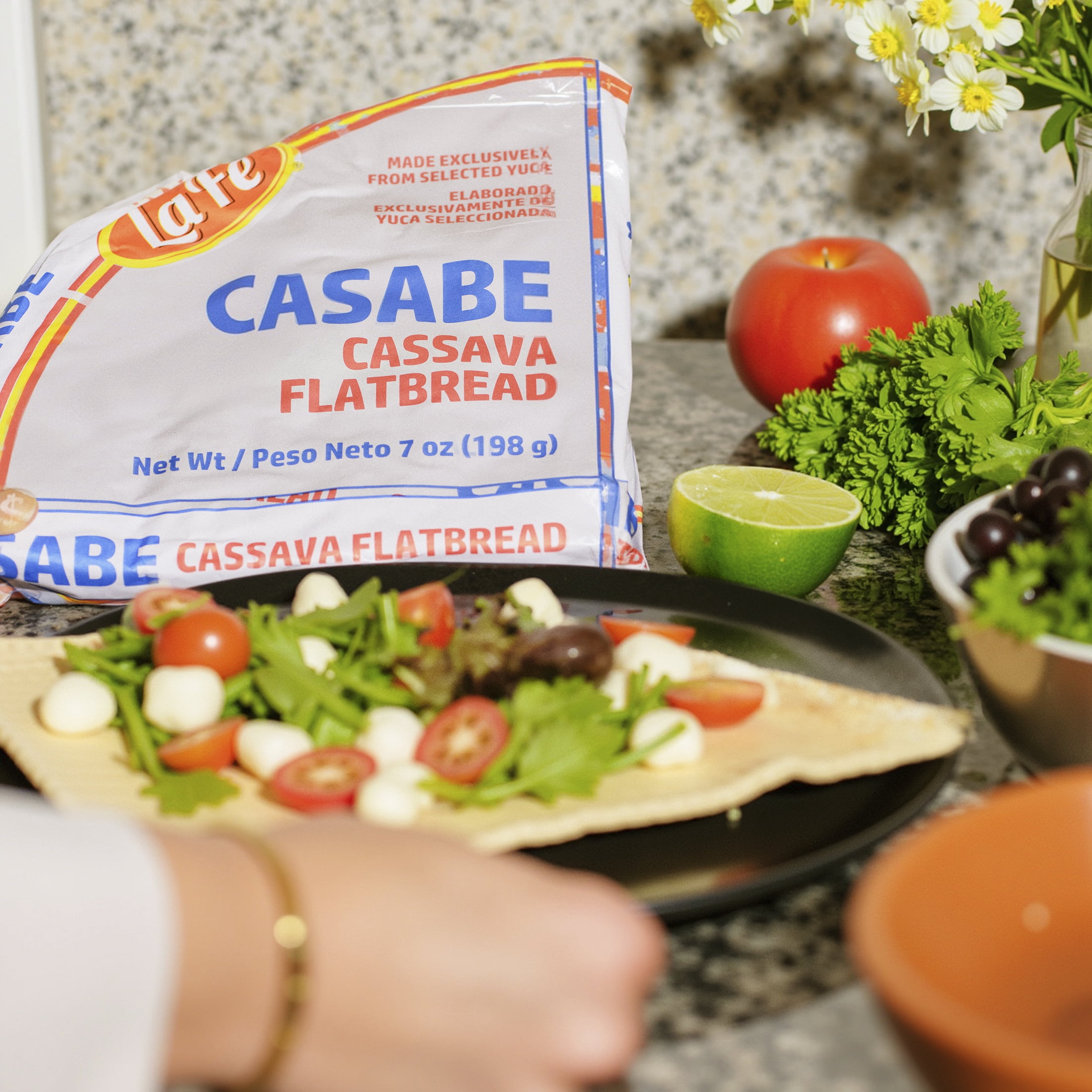 (5 pack) La Fe Casabe Dominican Cassava Bread, 7 oz, 14 Pack, Traditional Flatbread Snack Crackers