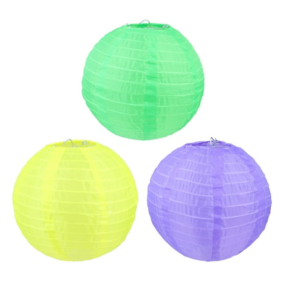 MasteelfCA 3 Pcs Lanternes Suspendues en Soie de 8 Pouces Décorations Extérieures Imperméables Accessoires de Scène pour Fête Festival Mi-Automne (Violet/jaune/vert)