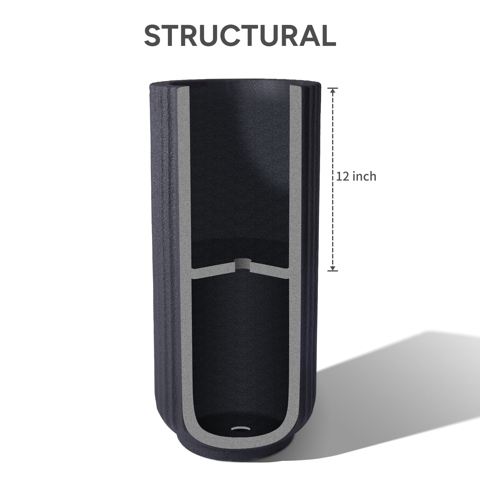 TerraDeco 31.5 Inch Tall Roman Column Concrete Planter（14.2Dx31.5H，36 Pounds）,Durable All-Weather Use with Drainage Holes,Large Rectangular Planter  for Outdoor Indoor Plants