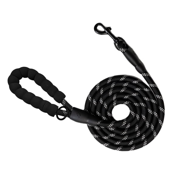 6.5 FT Heavy Duty Dog Leash with Soft Padded Handle,Highly Reflective Rope Dog leashes for Large Medium Small Dogs Night Walking Hiking Outside,1/2 inch,Black