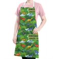 thumbnail image 5 of Green Dinosaurs Jurassic Pattern Apron-Garden Aprons for Women with Pockets-Cotton Linen Waterproof Kitchen Cooking Gardening Aprons Adjustable for Kitchen,Cooking,BBQ and Salon 33x27 Inch, 5 of 7