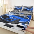 thumbnail image 3 of jejeloiu Blue Racing Car Bed Sheets,Speed Sport Games King Sheets For Boys Teens 4 Pieces, 3 of 7