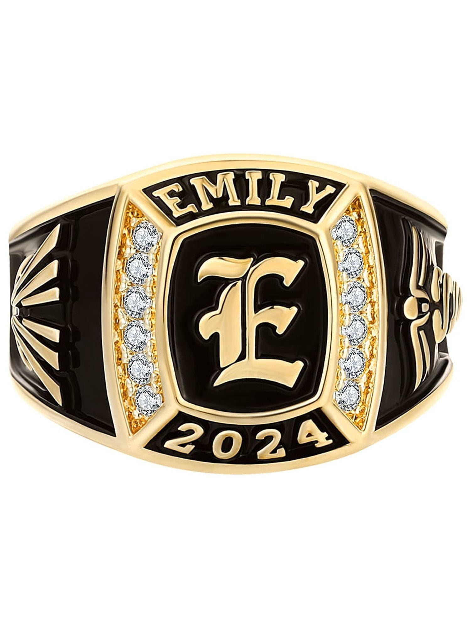 Order Now for 2025 Graduation, Freestyle Women's Initial CZ Square Birthstone Class Ring, Personalized, High School or College