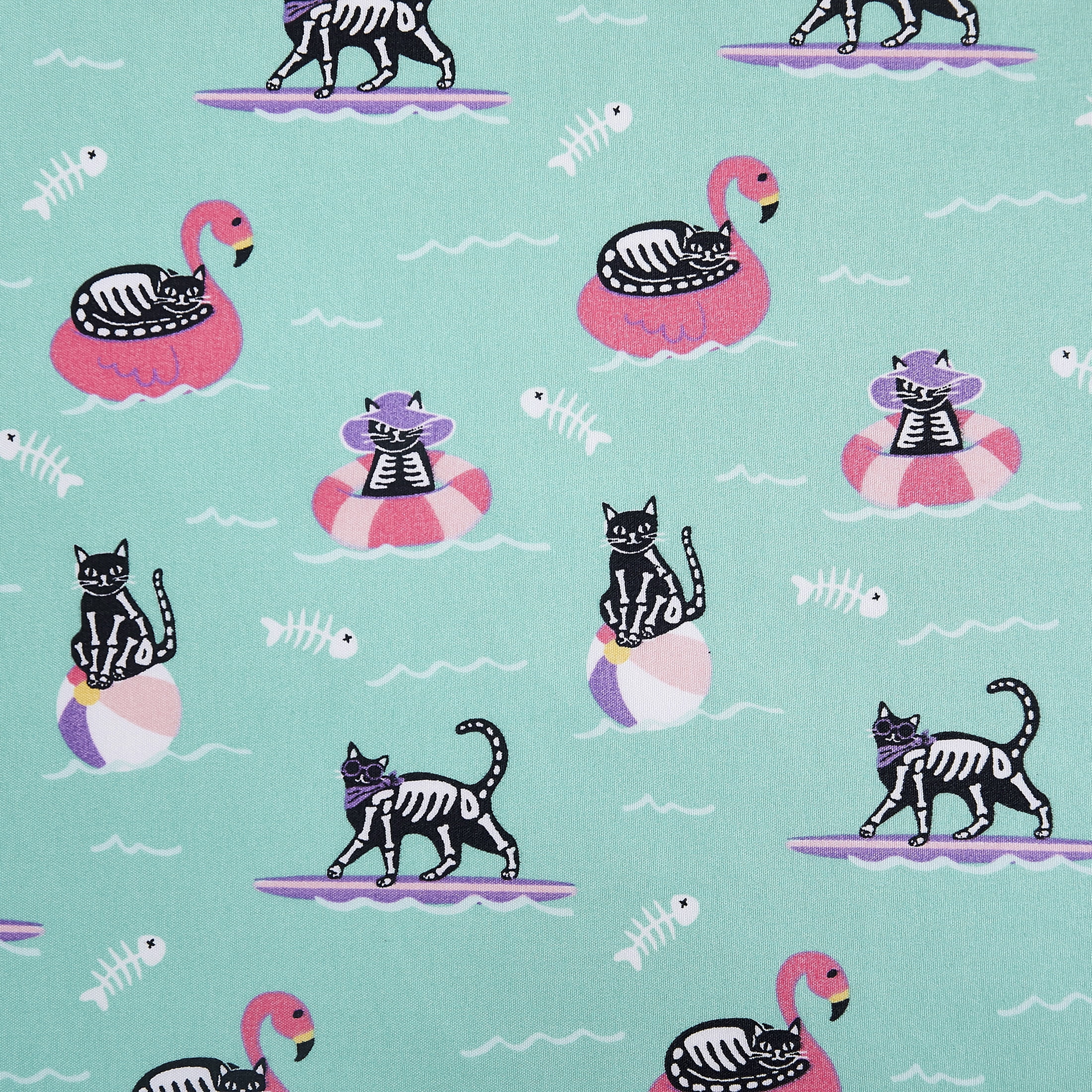 Summerween Soft Microfiber Sheet Set, Skeleton Cats, Full