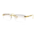 thumbnail image 4 of Luxury Beveled Lens Rich Art Retro Rimless Gangster Narrow Rectangle Sunglasses Gold - Clear Mirror, 4 of 8
