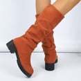 thumbnail image 3 of Women's Slouchy Knee High Boots Platform Suede Tall Riding Booties Comfortable Wide Calf Dress Long Boots, 3 of 7