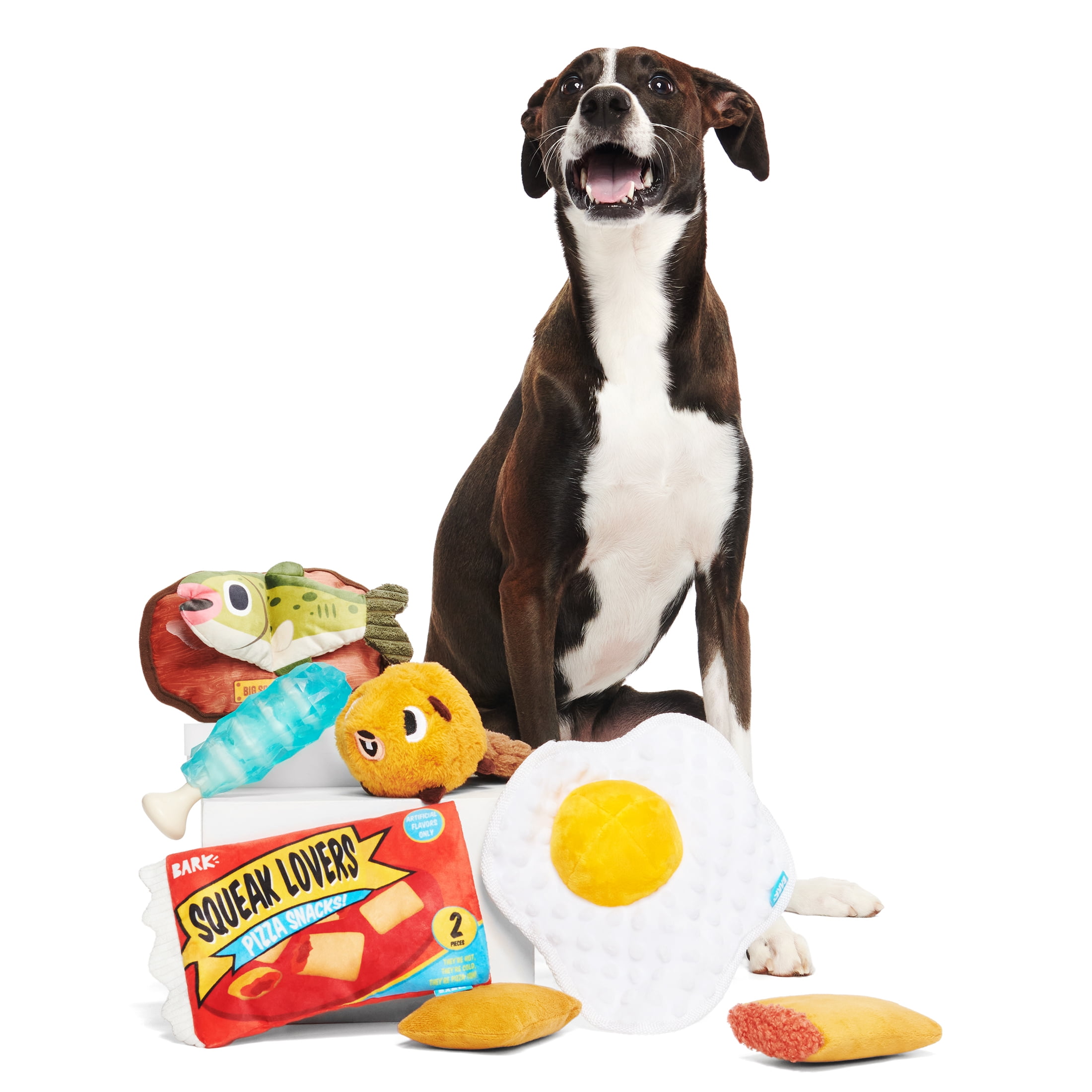 BARK 3 Part Pizza Roll Squeak Lovers Snacks Dog Toy for Medium and Large Dog Sizes Walmart