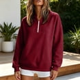 thumbnail image 5 of Sweatshirt for Women Pullover Lightweight Quarter Zip Collar Long Sleeved Loose No Hoodies Sweatshirt, 5 of 7