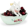 thumbnail image 3 of Abbott Collection Home 27-TEAPARTY-502 Leaping Bunny Handled Dish, White/Mint, 3 of 3