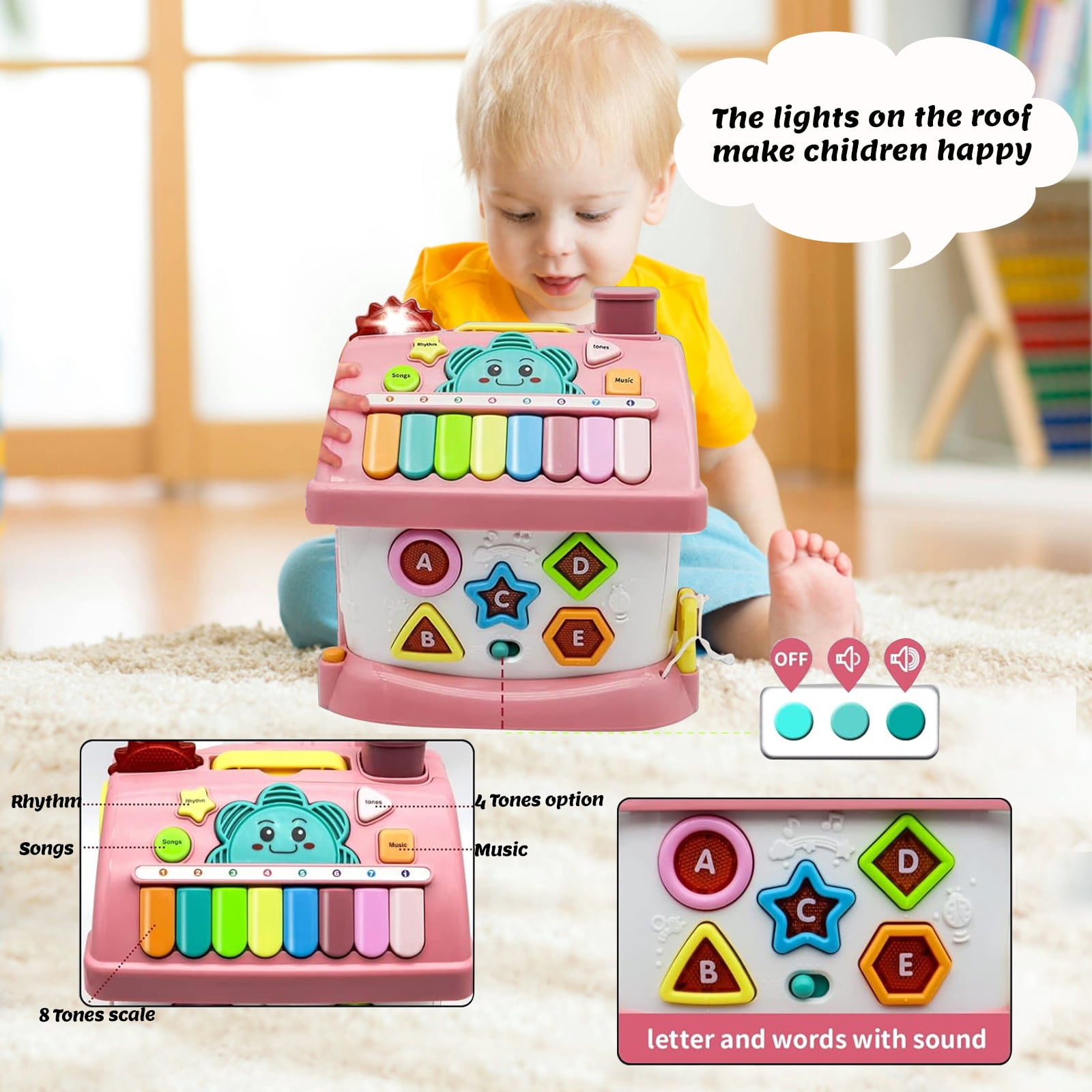 8-in-1 Montessori Musical Learning House Toy – Educational Activity Cube with Numbers, Piano & Games for Toddlers 1+ (6-18 Months, 1-2 Years) – Baby Boy/Girl Birthday Gift