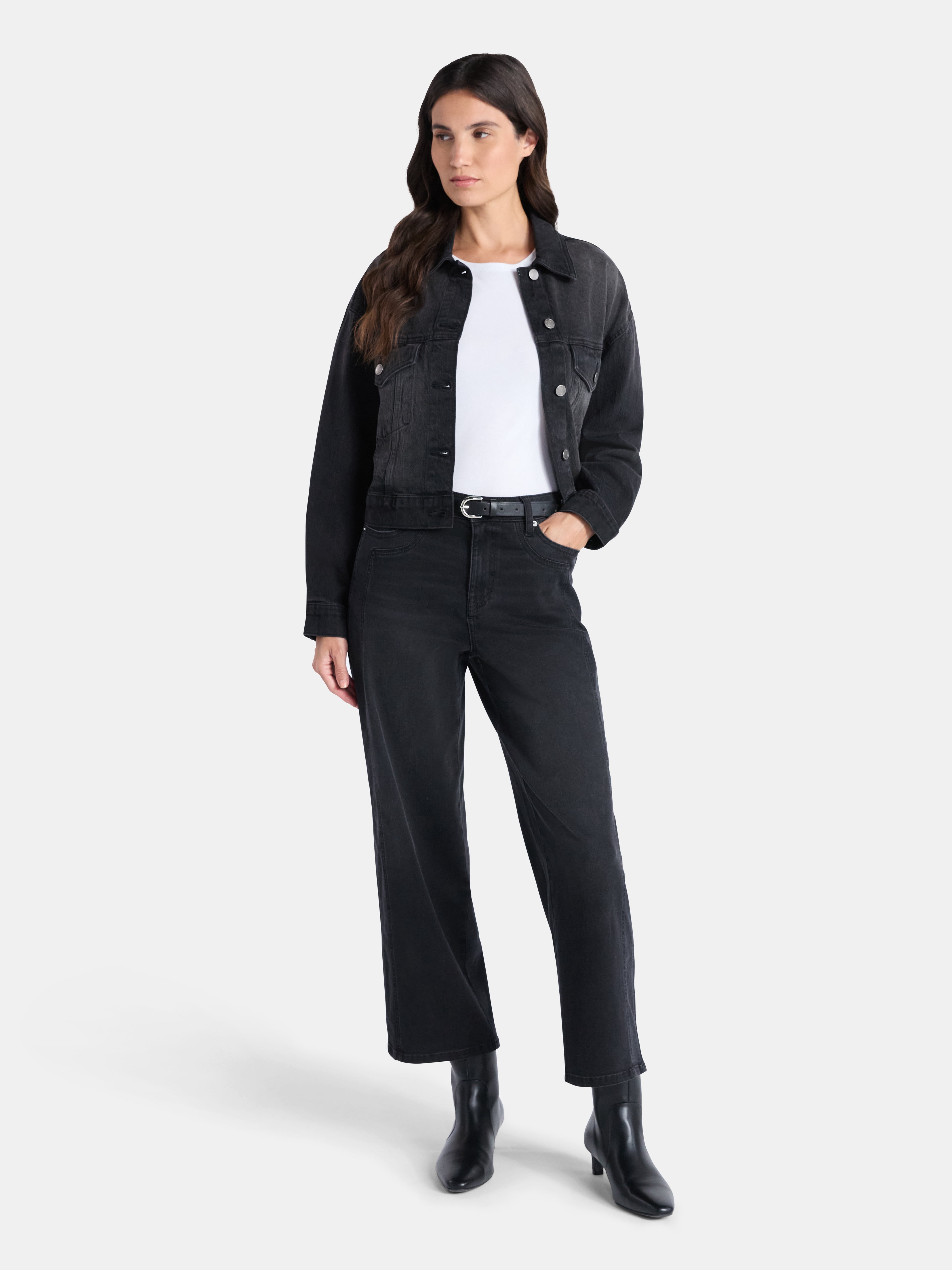 Time and Tru Women’s Cropped Denim Jacket, Sizes XS-3XL