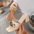thumbnail image 2 of WRKEKC Womens Sandals Solid Square Toe Open Toe Thick Heel High Heel Slippers for Ladies Comfortable Shoes, 2 of 9