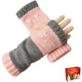 thumbnail image 3 of Women’s Knitted Fingerless Gloves with Cute Cat Embroidery, Warm Cat Embroidery Splicing Knitted Gloves with Thumb Hole, 3 of 9
