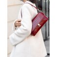 thumbnail image 5 of Genuine Cowhide Leather Women's Crocodile Embossed Shoulder Bag, Flap Crossbody Satchel Purse, 5 of 10