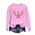 thumbnail image 2 of Nmnitkp Women Breast Cancer Awareness Sweatshirt Pink Ribbon Inspirational Tops Casual Long Sleeve Fall Winter Pullover Pink,L, 2 of 5