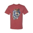 thumbnail image 2 of Wolf Oil Painting Animal Lover Men's Graphic T-Shirt, Vintage Heather Red, Large, 2 of 3