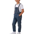 thumbnail image 4 of Mgmyaa Unisex Kids Solid Color Short Sleeve Crew Neck Top and Denim Overalls Jumpsuit with Socks 3-Piece Casual Set for Kids Ages 3-12, 4 of 9