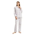 thumbnail image 1 of GLOBAL Conjunto de Pijamas de Franela para Mujer, Pijamas 100% Algodón para Mujer, Ropa de Estar por Casa, Manga Larga, Botón, Cordón en la Cintura, Ropa de Dormir Cálida, Elegante Flor Morada L, 1 of 7