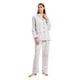 thumbnail image 1 of GLOBAL Conjunto de Pijamas de Franela para Mujer, Pijamas 100% Algodón para Mujer, Ropa de Estar por Casa, Manga Larga, Botón, Cordón en la Cintura, Ropa de Dormir Cálida, Elegante Flor Morada L, 1 of 7