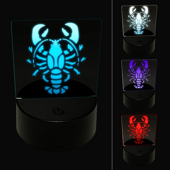 Maine Lobster Seafood Crustacean LED Night Light Sign 3D Illusion Desk Nightstand Lamp