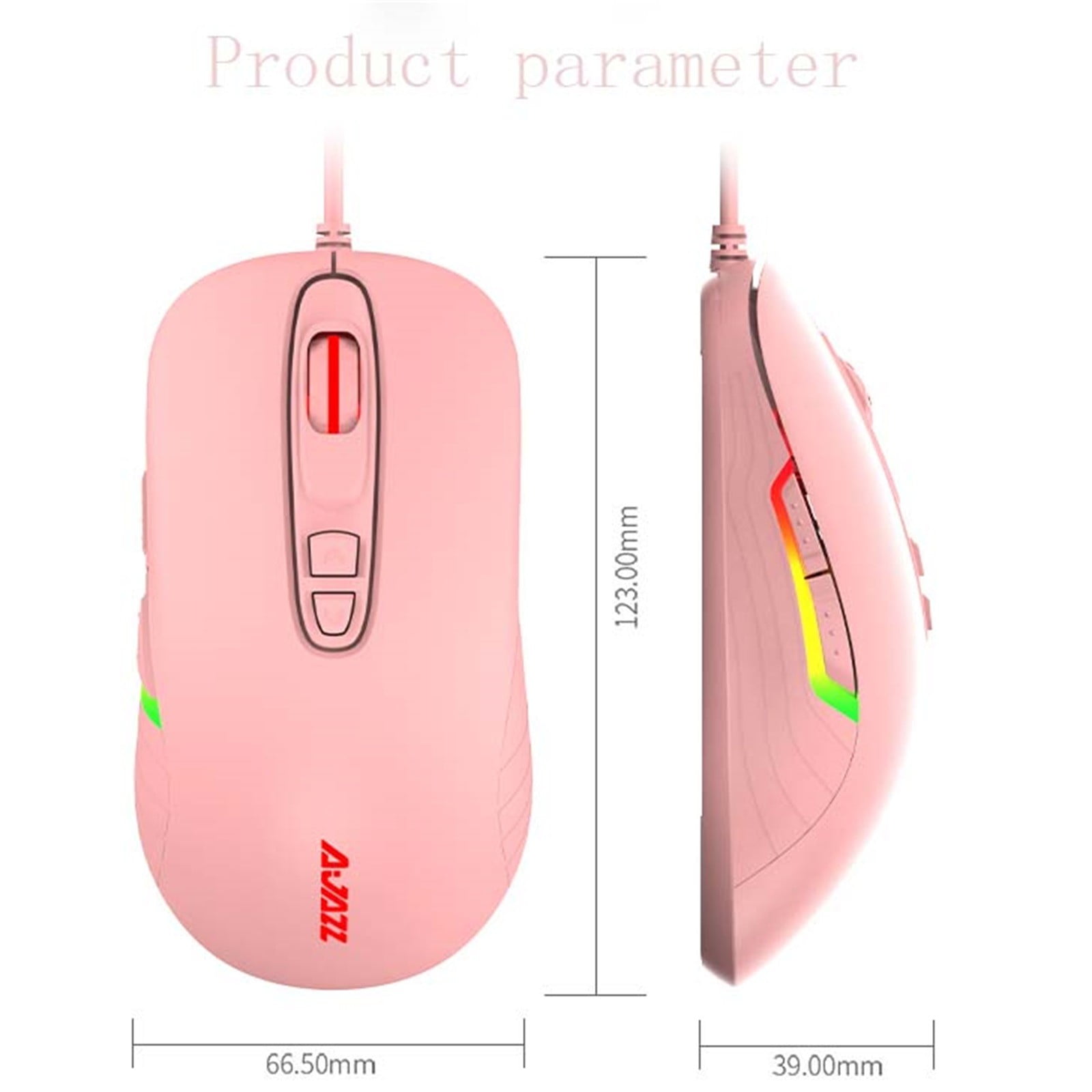 YZEGDCH Electronics AJ125 7-button sensor 10000 DPI wired gaming mouse for desktop PC notebook,Pink