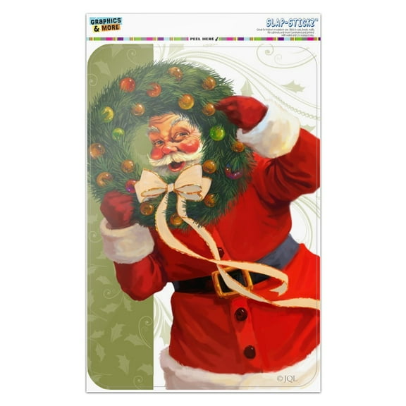 Christmas Holiday Santa Wreath Ribbon Swirl Home Business Office Sign