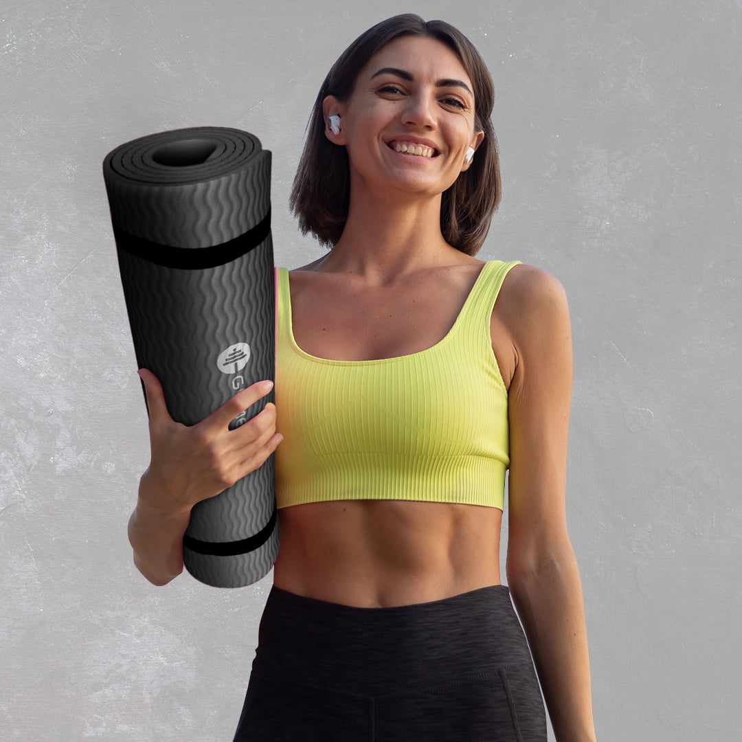 Gymenist Thick Exercise Yoga Floor Mat Nbr 24 x 71 Inches Black