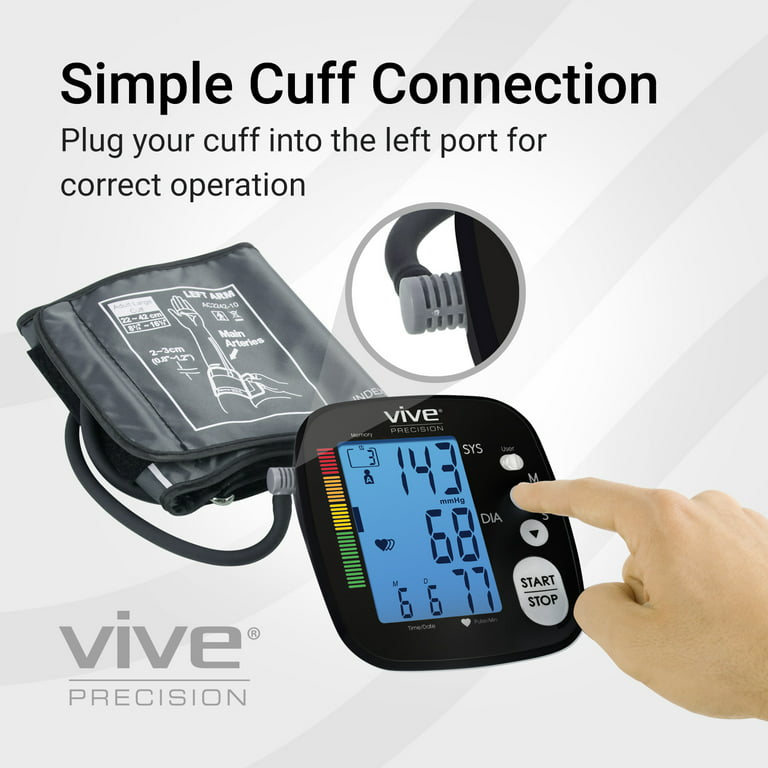  Vive Precision Blood Pressure Monitor - Upper Arm High Heart  Rate Digital Sphygmomanometer BP Cuff Machine - Automatic Accurate Home Use  BPM System for Hypertension- Pregnancy Must Have : Health & Household