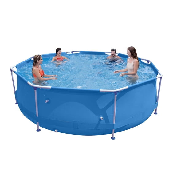 Honeydrill 10ft x 30in Metal Frame Above Ground Swimming Pool, Round