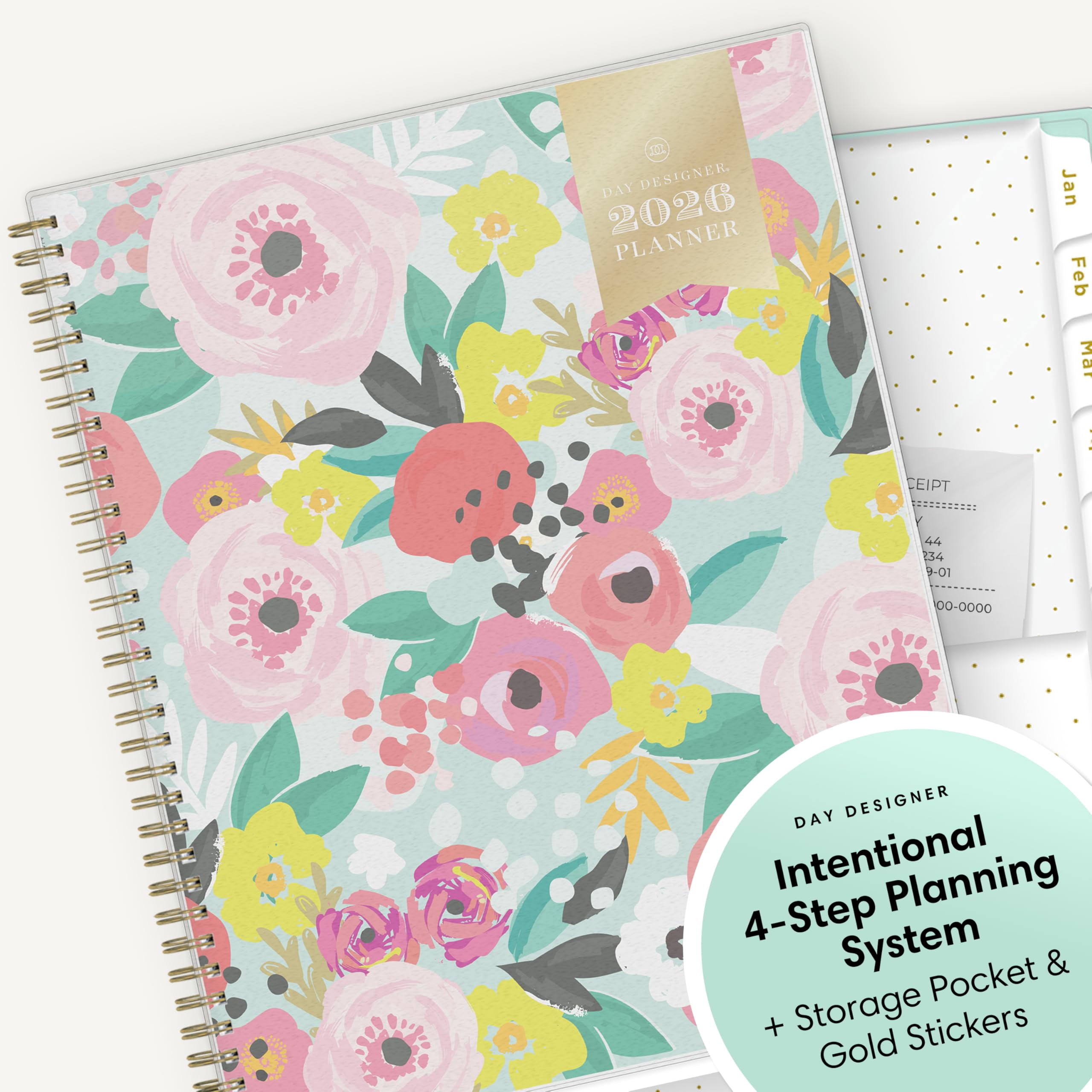 Blue Sky Day Designer 2026 Weekly and Monthly Planner Calendar, January 2026 - December 2026, 8.5" x 11", Flexible Cover, Durable Twin Wire Binding, Storage Pocket, Stickers, Secret Garden Mint
