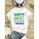 thumbnail image 1 of Girls' Casual Knit T-Shirt - "Happy First of School" Print, Crew Neck, Short Sleeve, Machine Washable - with Colorful Pencil & Flower Design, 1 of 6