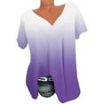 thumbnail image 2 of Itsame Short Sleeved Undershirt Tops for Womens Shirt T-Shirt Comfortable Printed Relaxed V-neck Blouses Purple Size 4XL, 2 of 5